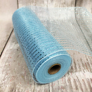 10" Metallic Deco Mesh -  Light Blue