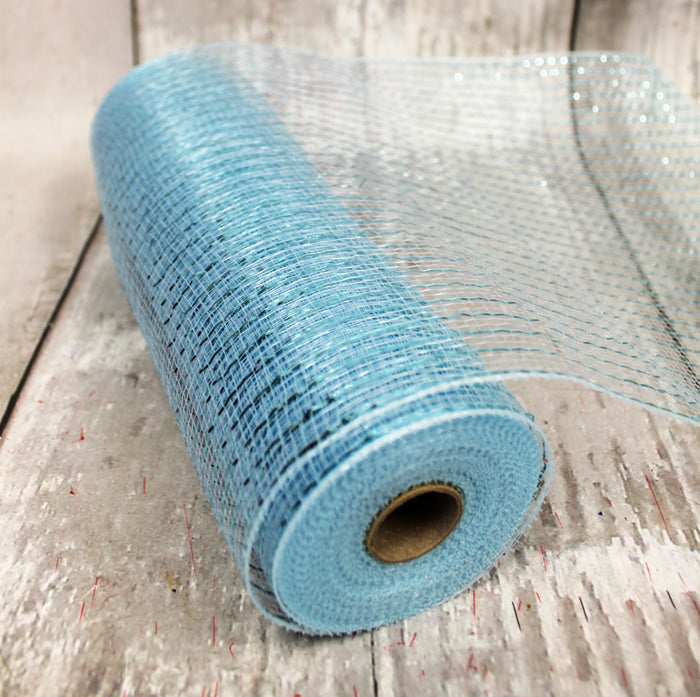 10" Metallic Deco Mesh -  Light Blue