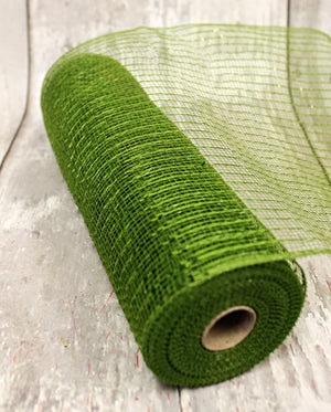 10" Metallic Deco Mesh -  Moss Green