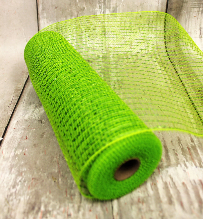 10" Metallic Deco Mesh -  Lime Green