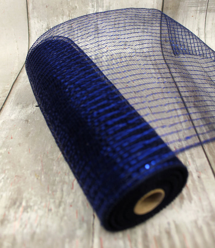 10" Metallic Deco Mesh -  Navy Blue