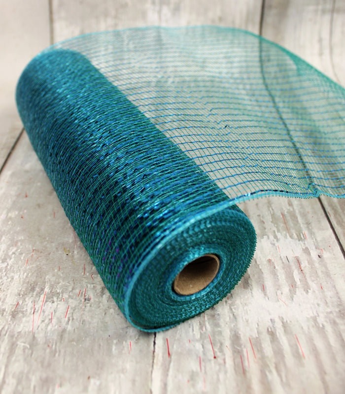 10" Metallic Deco Mesh -  Turquoise