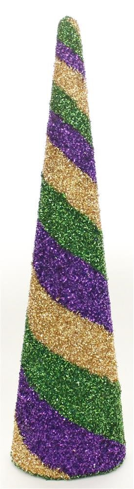 24" Mardi Gras Glitter Stripe Cone