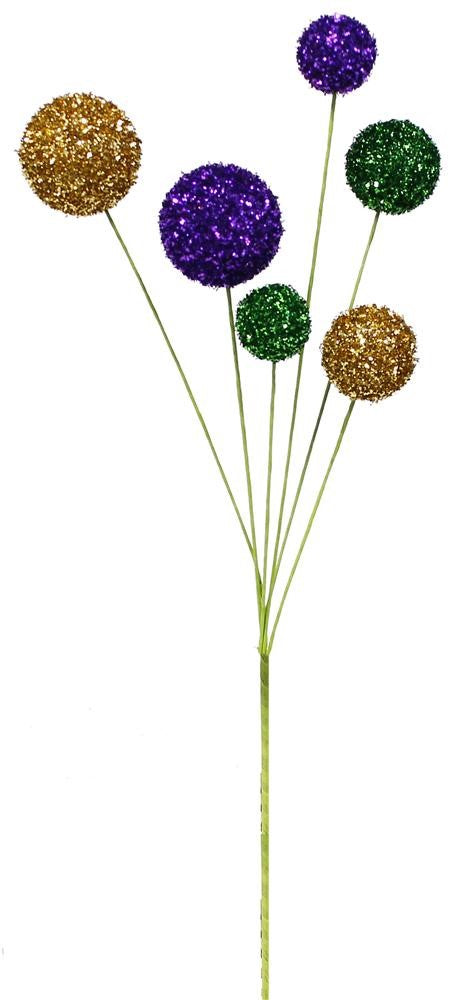 19" Glitter Beaded Mardi Gras Spray