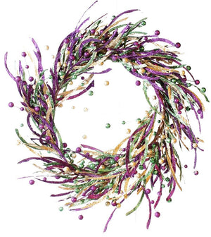 32" Mardi Gras Glitter Grass Wreath