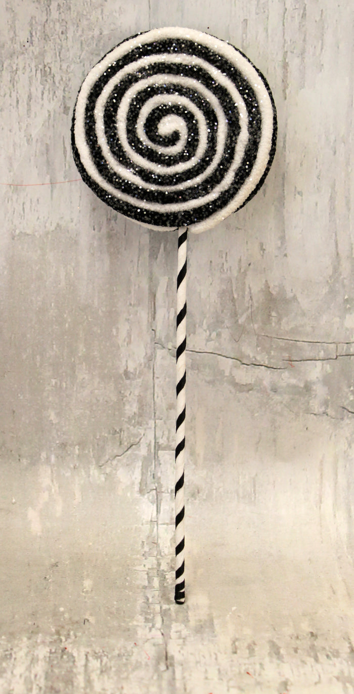 Black & White Christmas Lollipop Floral Pick