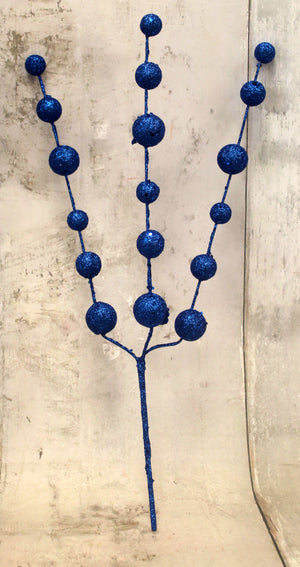 Blue Glitter Ball Spray-Christmas Floral-Ellis Home & Garden