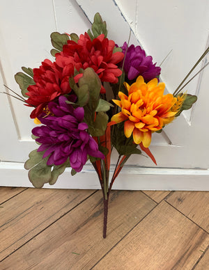 Bold Fall Mums & Wheat Floral Bush-Fall Harvest Floral Bushes-Ellis Home & Garden