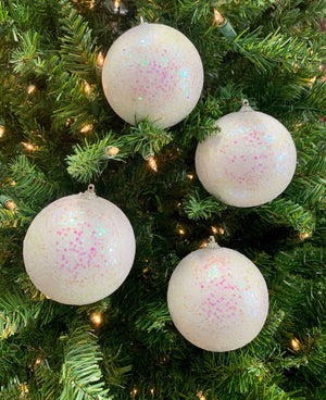 Chunky White Glitter Boxed Christmas Ornaments-Christmas Ornaments-Ellis Home & Garden