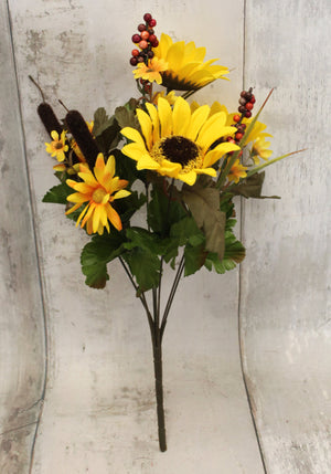 Fall Sunflowers & Mums Floral Bush-Fall Harvest Floral Bushes-Ellis Home & Garden