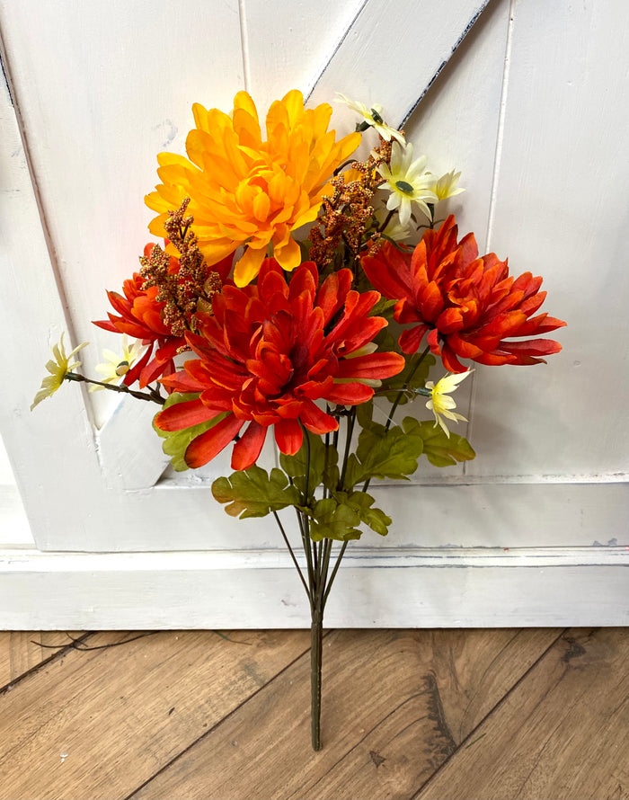 Fall Mum & Daisy Floral Bush