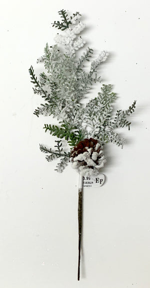 16” Snowed Juniper Spray-Christmas Floral-Ellis Home & Garden