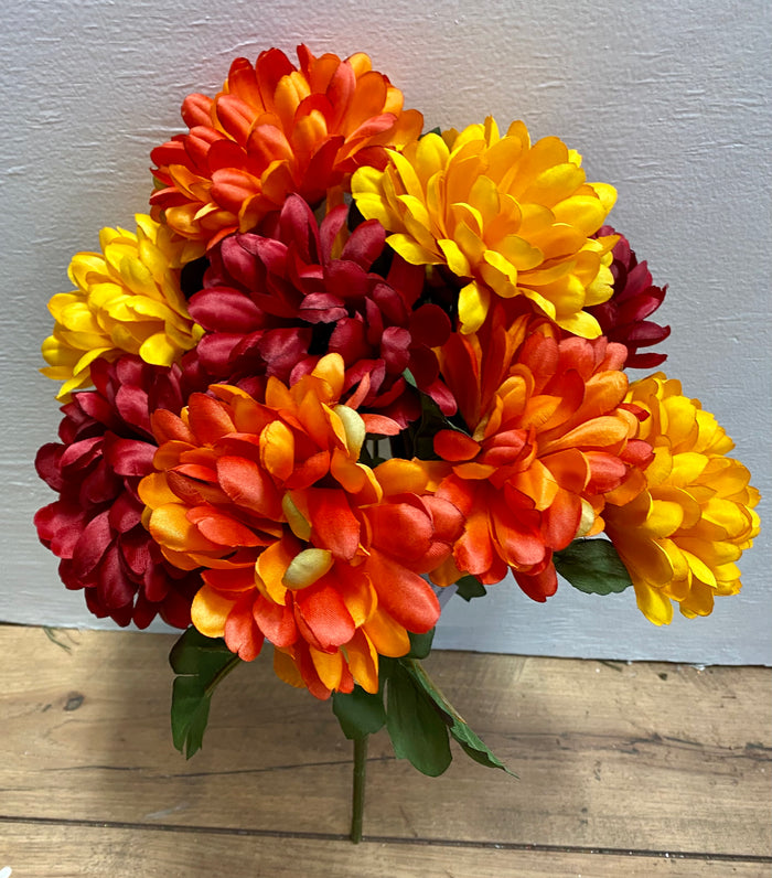Vibrant Mixed Fall Satin Ball Mum Floral Bush