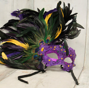 Mardi Gras Masquerade Party Feather Mask-Mardi Gras Decor-Ellis Home & Garden