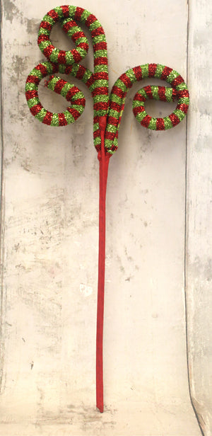 Red & Lime Green Multi Swirl Pick-Christmas Floral-Ellis Home & Garden