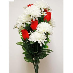 Red & White Ball Mums and Rosebuds Spring Floral Bush-Spring Bushes-Ellis Home & Garden